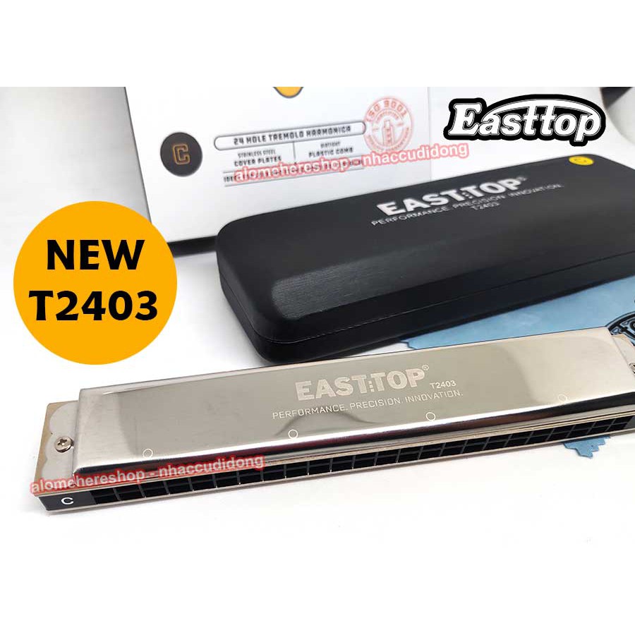 Kèn harmonica tremolo Easttop T2403 New Phiên bản mới hộp giấy bản tiếng Anh chuẩn ISO 9001 Key C Bạc Tặng Kèm Bao Nhung