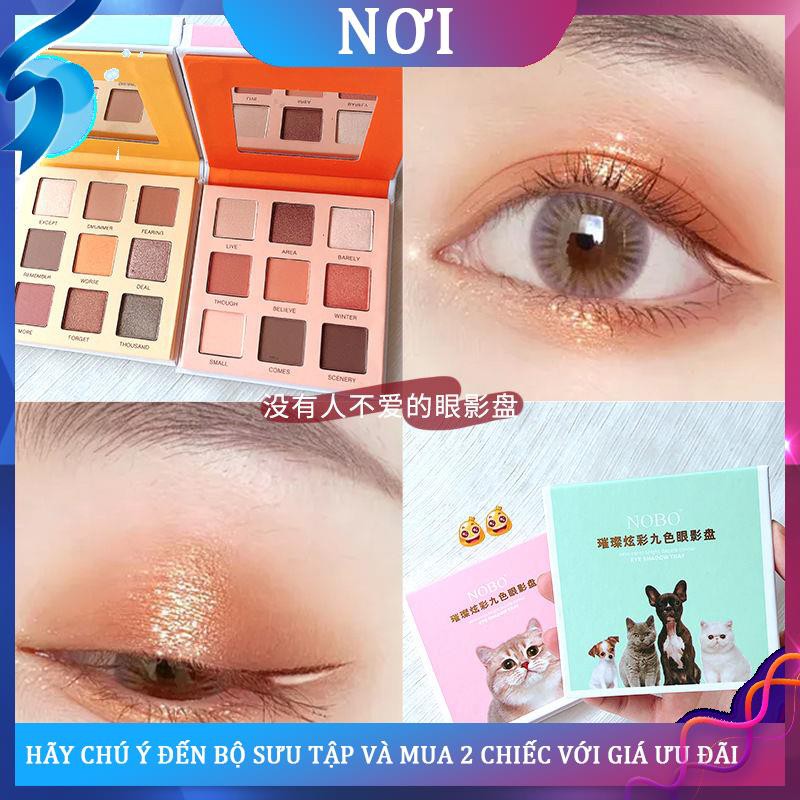 ﹍NOBO Bảng phấn mắt 9 màu tươi sáng và đầy sắc Pearlescent Matte Micro-shimmer Người mới bắt đầu dễ dàng phối Trà