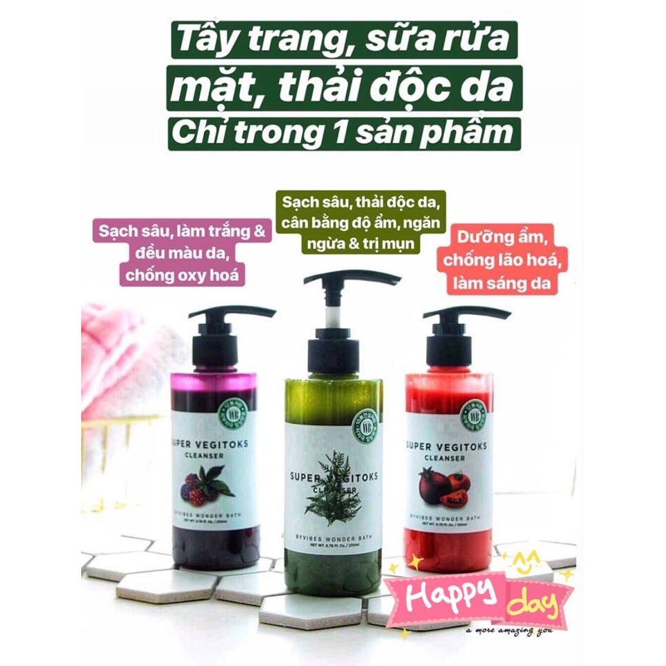 [CHÍNH HÃNG] Sữa Rửa Mặt Rau Củ Làm Sáng Da Rạng Rỡ, Tươi Mới Byvibes Super Vegitoks Cleanser 300ml [Đỏ]