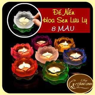 Đế Nến Hoa Sen Lưu Ly Có Nhiều Màu Siêu Đẹp