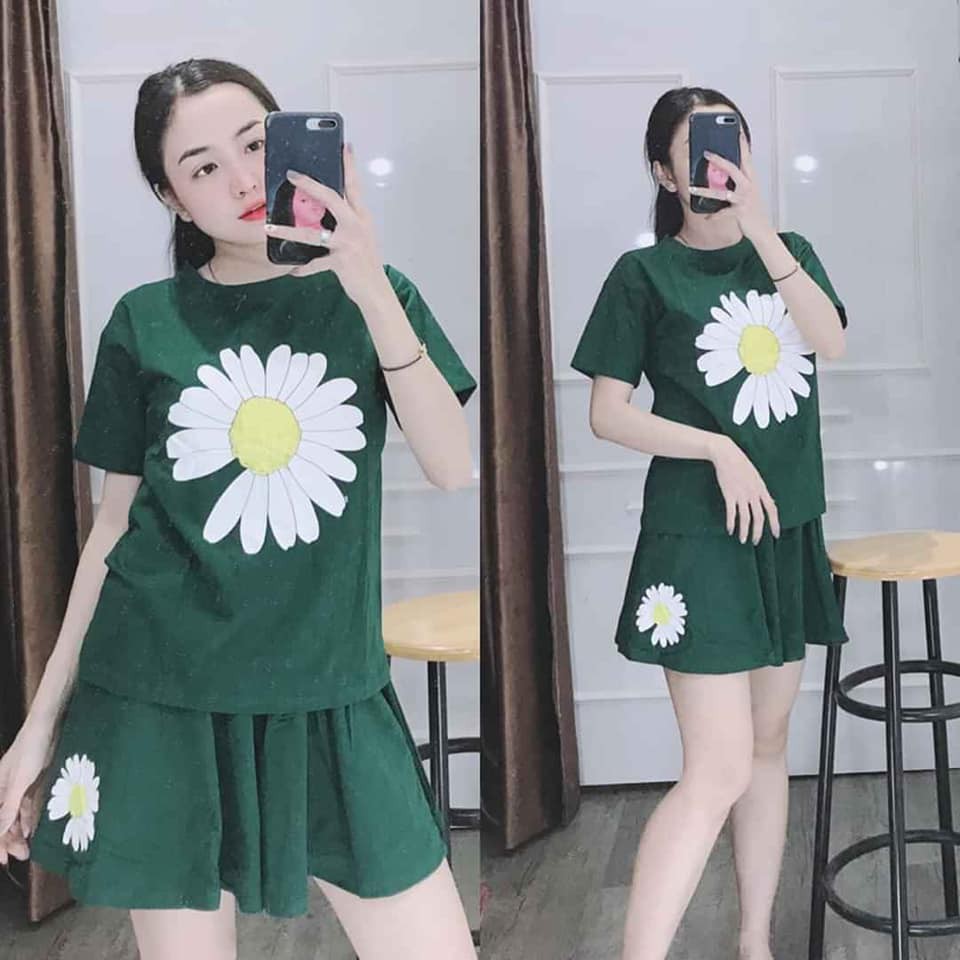 [Mã WASKT304 giảm 15% tối đa 30K đơn 99K] Set Đồ Cotton Đùi Nữ - In Họa Tiết Hoa - SP Y Hình