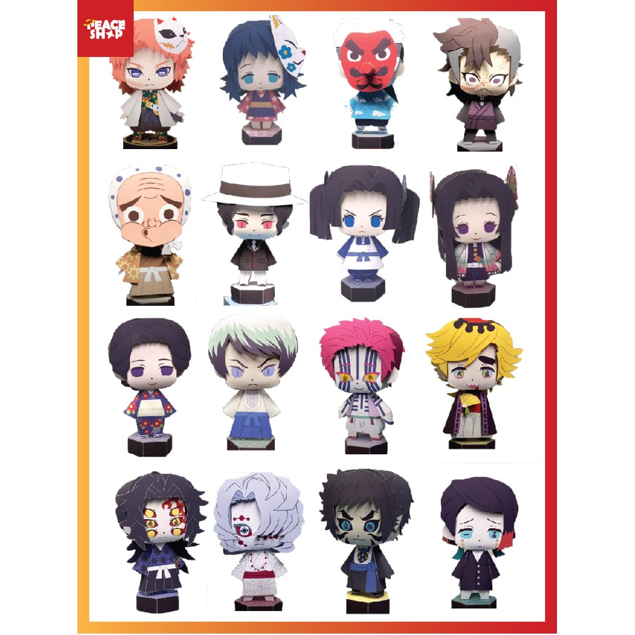 [SET 2] Mô Hình Giấy Nhân Vật Trong Demon Slayer/Kimetsu No Yaiba + Hộp Trang Trí Giấy TS9