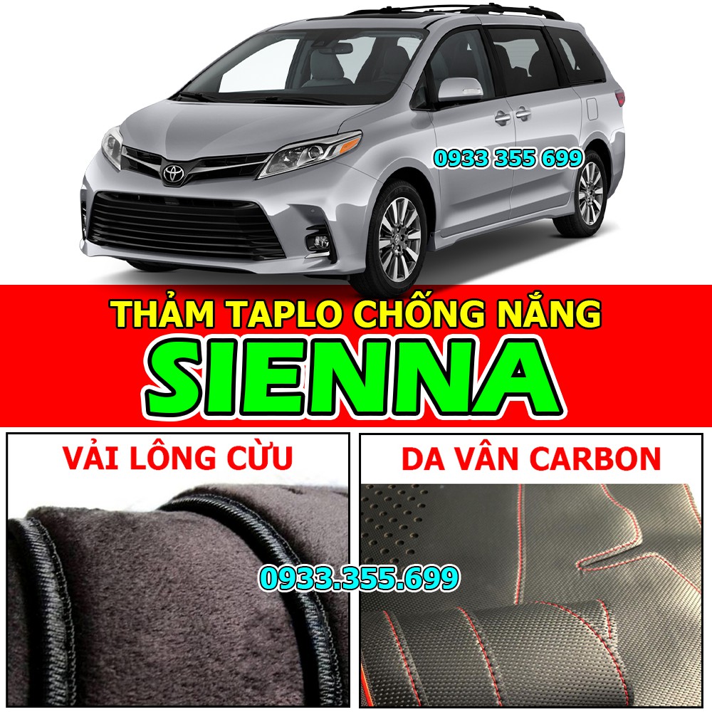 Thảm Taplo TOYOTA SIENNA bằng Nhung lông Cừu hoặc Da vân Carbon