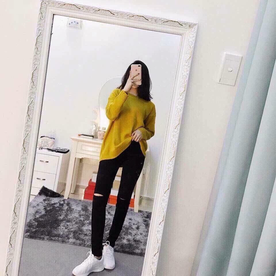 Quần kaki đen rách và trơn N04010 cực hot