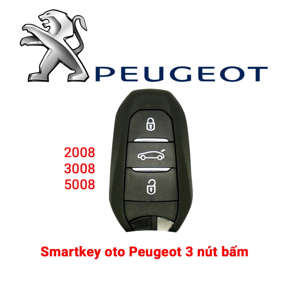 Bao da bọc chìa khóa smartkey ô tô Peugeot 408, peugeot 508. peugeot 2008. Peugeot 3008 Peugeot 5008 khâu tay móc đen PE