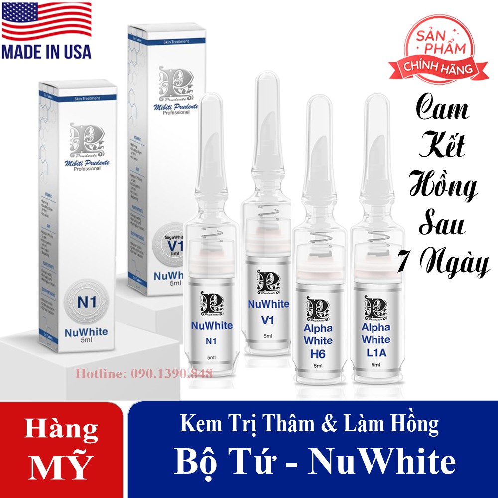 [Hàng Mỹ Chính Hãng] Kem Làm Hồng Khử Thâm Mibiti Prudente NUWHITE N1,V1,H6 và L1A. Cam kết Hiệu Quả Sau 7 Ngày Sử Dụng. -V1 -Hồng Bím(Có Tem)