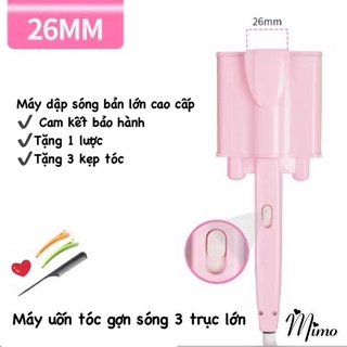 [Tặng lược và kẹp tóc] Máy Uốn Tóc Gợn Sóng Nước 3 Trục Kiểu Hàn Có Màn hình LCD Hiển Thị Nhiệt Độ ảnh thật