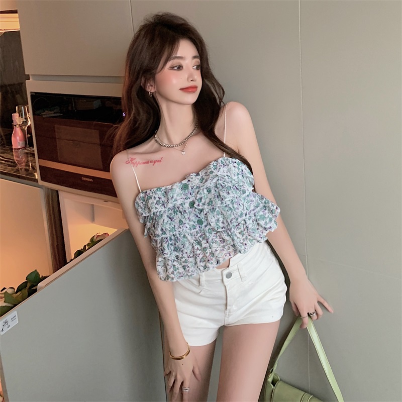 Áo Hai Dây Họa Tiết Hoa Quyến Rũ Thời Trang Mùa Hè Cho Nữ