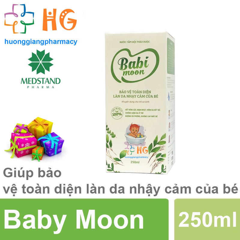 [Kèm Quà Tặng] Nước tắm gội thảo dược Baby Moon - Giúp bảo vệ toàn diện làn da nhạy cảm của bé (Chai 250ml)