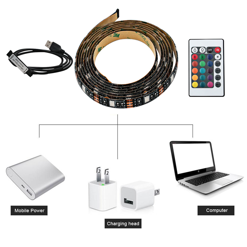 Dây Đèn Led 5050 Rgb Usb 7 Màu Thay Đổi 5050 Kèm Điều Khiển Từ Xa