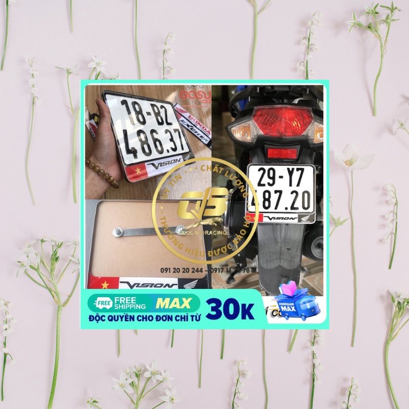 Bộ Khung biển số xe máy inox như hình theo tên xe: AB, VISION, FUTURE