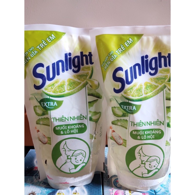 Nước Rửa Chén Sunlight Thiên Nhiên Muối Khoáng & Lô Hội - 550gr (Giá Khuyến Mãi: 19k/ Bịch)