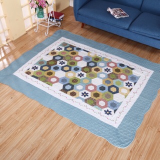 Thảm quilt vải cotton chần bông tự nhiên chống trượt 160*210 ghép vải