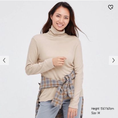 Áo giữ nhiệt lông cừu cổ lọ dài tay nữ uniqlo Nhật Bản