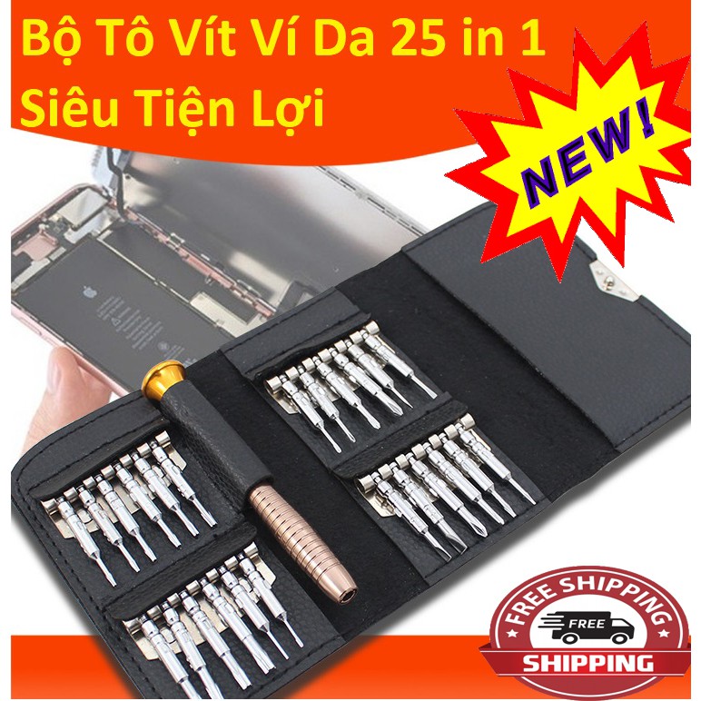 Bộ Tua Vít Sửa Điện Thoại,Tô Vít Mở Iphone,Bộ Tô Vít Ví Da 25 In 1 Siêu Tiện Lợi,Cao Cấp,Siêu Bền