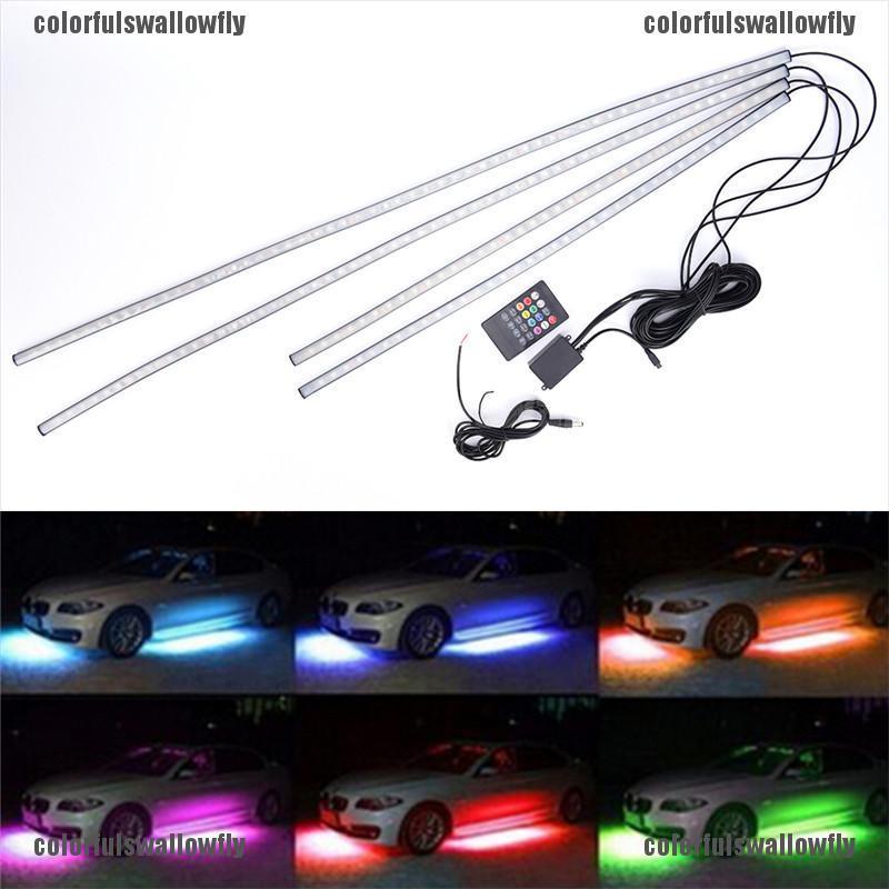 Bộ 4 dải đèn LED neon nhiều màu sắc gắn dưới gầm xe hơi kèm phụ kiện