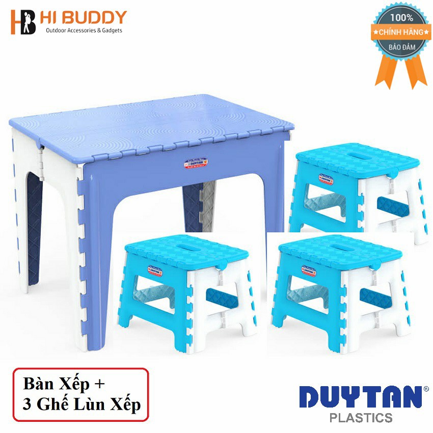 Combo Bàn Xếp Duy Tân (65 x 45 x 50 cm) No.947 và Ba Ghế Lùn Xếp Duy Tân (29.6 x 24 x 21.4 cm) No.944