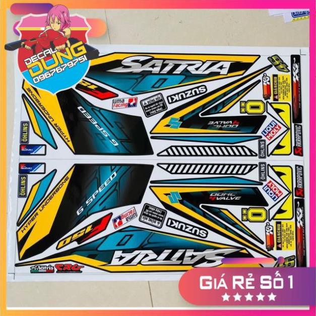 Tem xe Satria Fi xanh ngọc lục bảo dán xe đen 3 lớp cao cấp