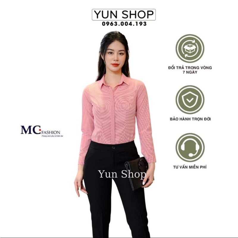 Áo Sơ Mi Kẻ Tăm, Áo Công Sở Dài Tay Đẹp Chuẩn Hãng MC Fashion Lên Màu Hồng, Cam,Xanh,Kẻ Xám Đủ Size S M L XL A682