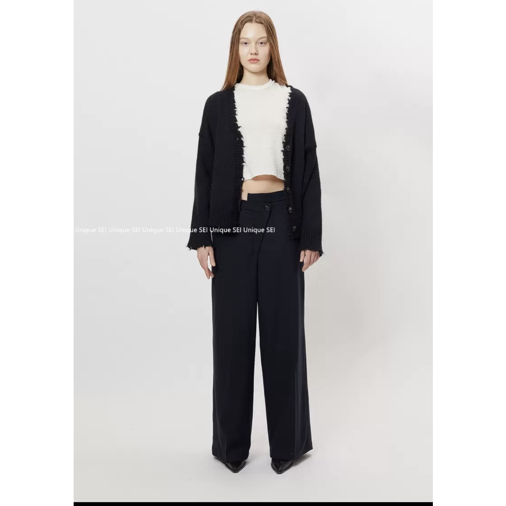 Áo khoác cardigan len dệt kim viền rách thiết kế cá tính độc đáo Unique SEI