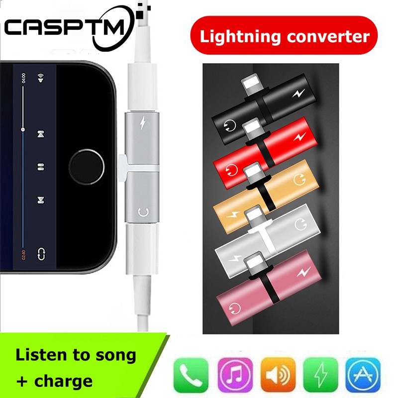 Bộ điều hợp cổng sạc/âm thanh Lightning 2 trong 1 cho iPhone 8 Plus X IOS 10 11 12