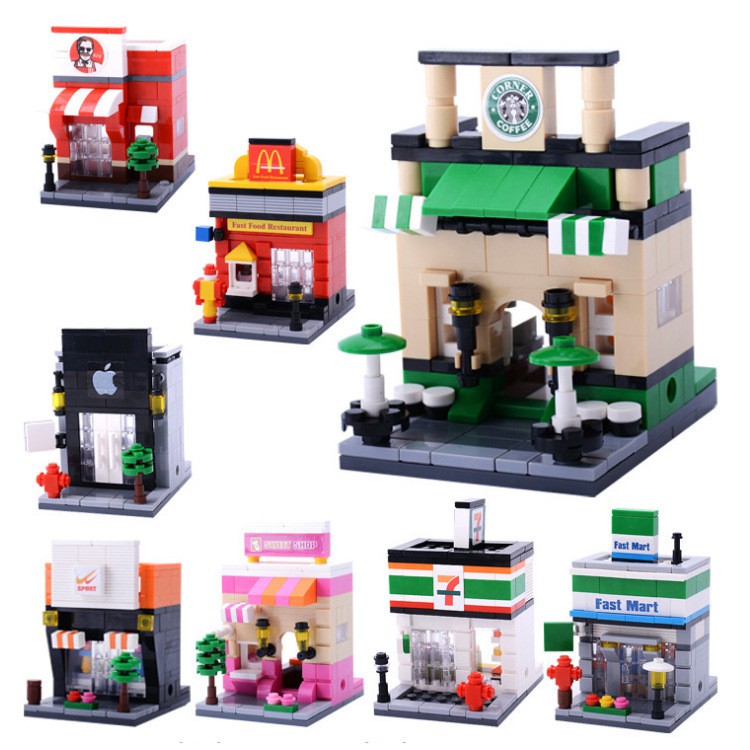 Bộ Đồ Chơi Khối Lắp Ráp Tòa Nhà Đường Phố Mini Tương Thích Với LEGO