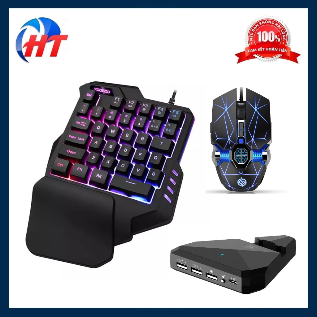 COMBO Bàn phím giả cơ YOOGOO G92 & Bộ Chuyển Đổi FREEWOLF G5 + Chuột chuyên game K-SNAKE Q7 BF00126 (Tặng Kèm Lót Chuột)