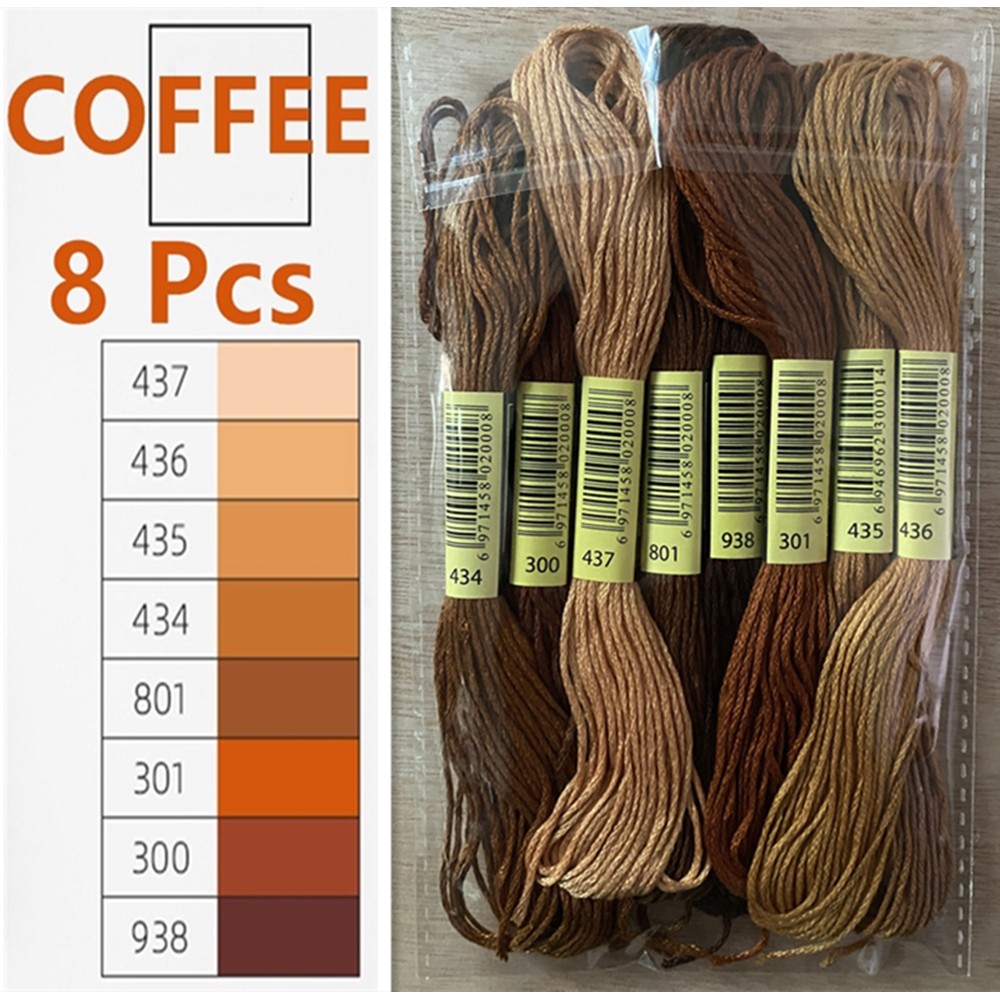 Cuộn Chỉ Thêu 8 Màu Dài 8m