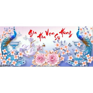 Tranh đính đá chim công df405 120x55cm, chưa đính
