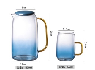 Bộ bình nước và cốc thuỷ tinh 1500ML