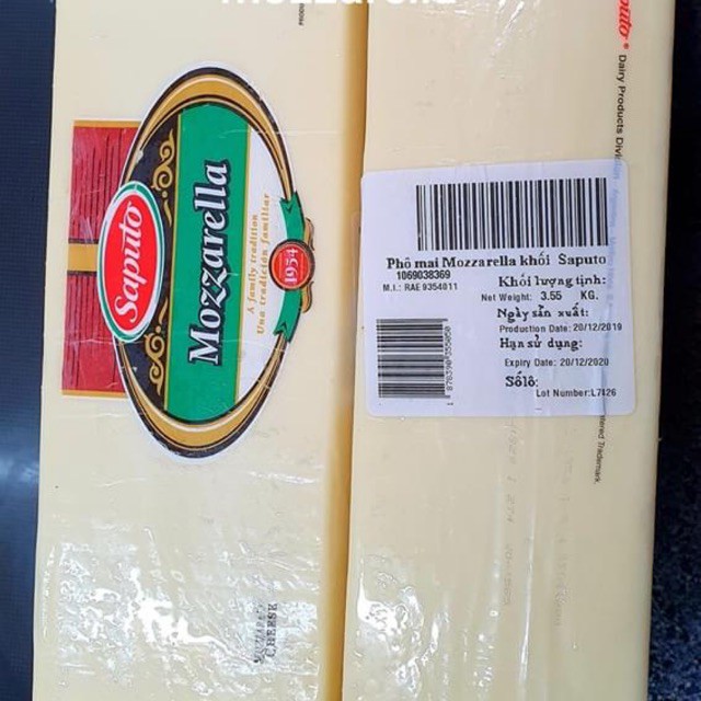 Phomai Mozzarella Argentina Saputo khối 3,5kg (phô mai khối)