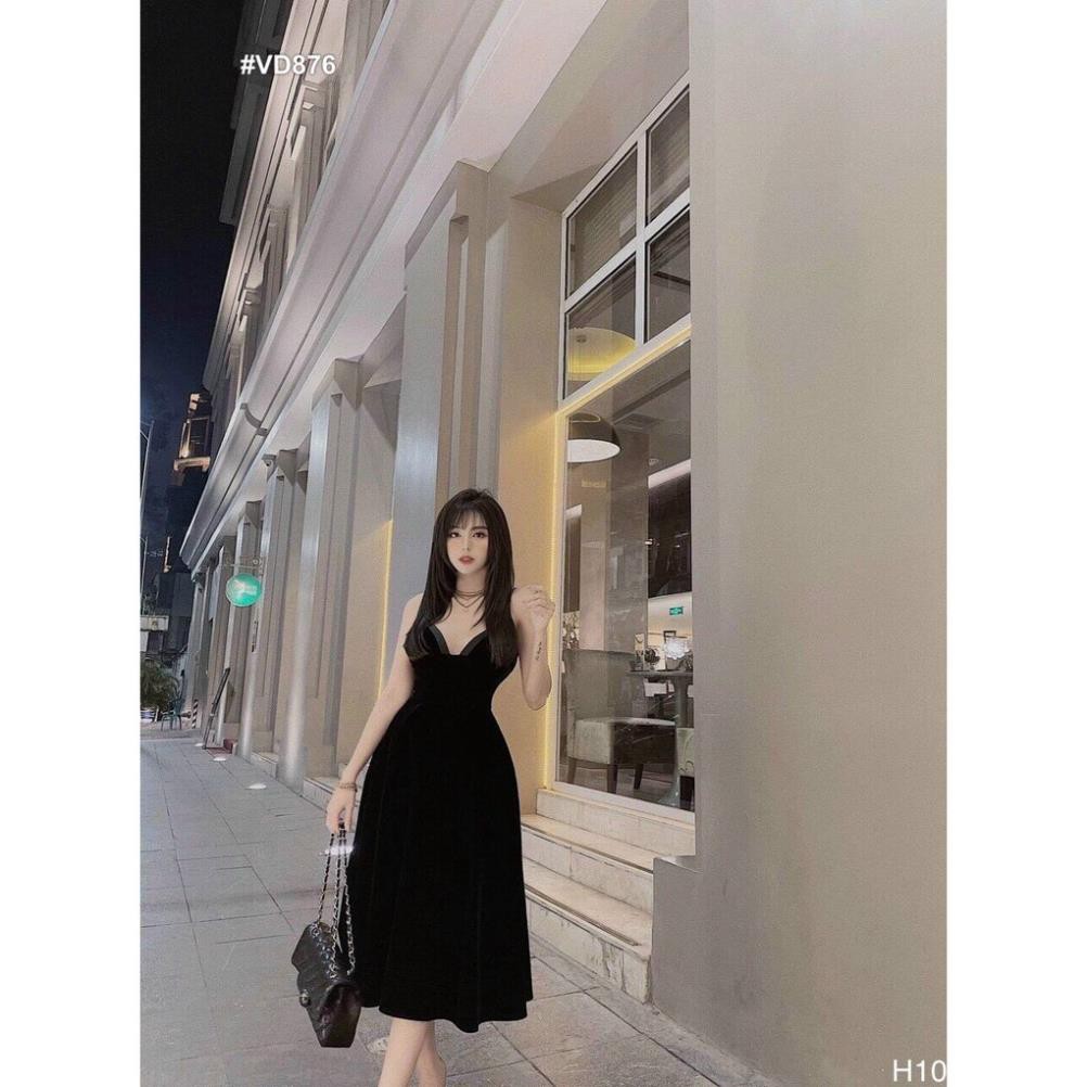 💝 FREESHIP 💝 Đầm Dự Tiệc Váy nhung 2 dây xinh lung linh VD876 [Mẫu Mới Hè 2021] | BigBuy360 - bigbuy360.vn
