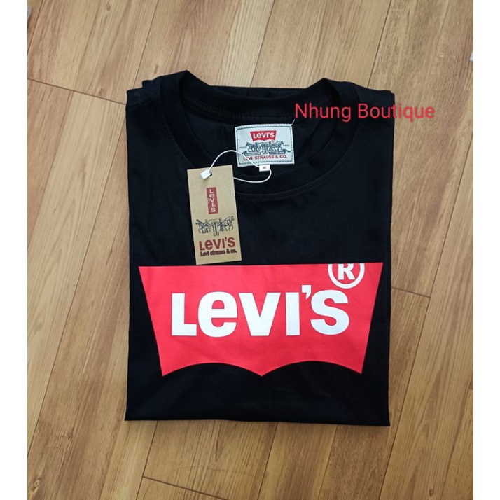 Áo Thun LEVIS Màu Đen Form Nam Nữ Mặc Cặp, Cotton 4 Chiều Chuẩn Form Dáng