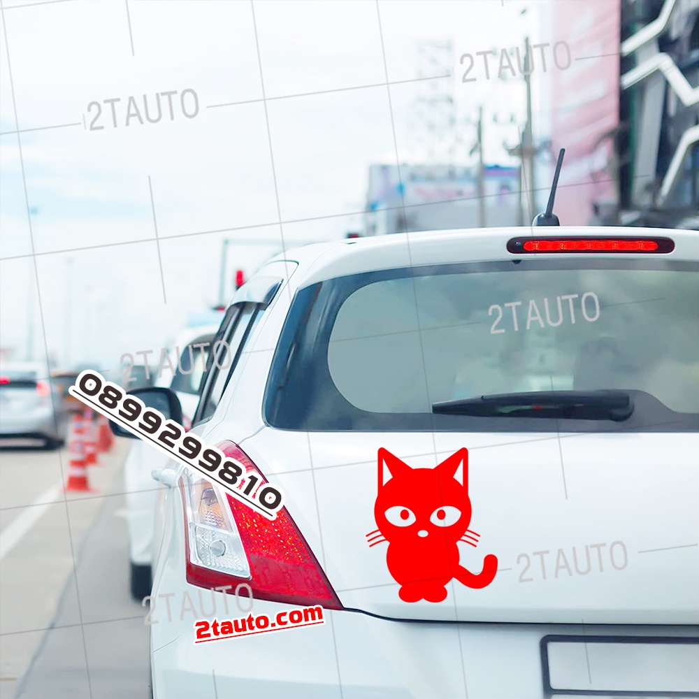 Tem decal HÌNH CON MÈO dán xe nhiều kích thước, chống thấm nước, logo CHÚ MÈO dán trang trí ô tô xe hơi - MẪU 12