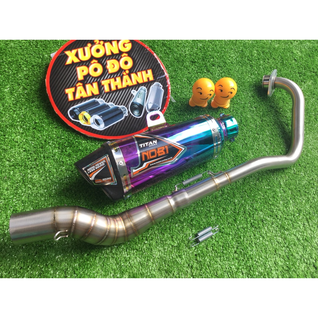 Bộ pô NOBI 7 MÀU  full cổ cong 2 KHÚC INOX 304 GẮN NHIỀU LOẠI XE