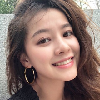 Khuyên tai nữ tròn vát cạnh bản mờ cá tính KT70