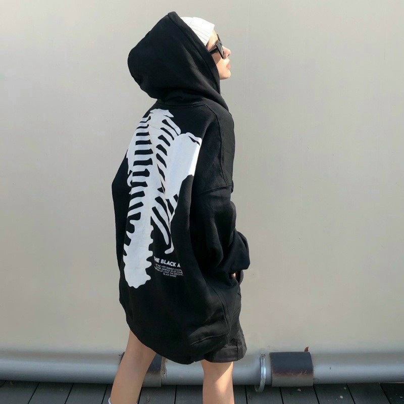 (HCM) ÁO KHOÁC NỈ HODDIES FORM RỘNG PHONG CÁCH HÀN QUỐC - UNISEX HỌA TIẾT XƯƠNG ĐỘC ĐÁO CHO CÁC BẠN TRẺ  HOT NHÂT