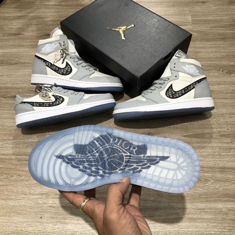 [Bản trung] Giày jordan 1 xám dior, giày jd 1 xám dior cổ thấp cao hàng cao cấp full box bill hãng | BigBuy360 - bigbuy360.vn