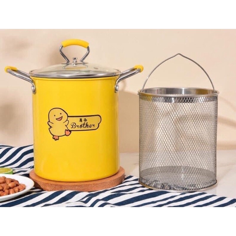 Nồi chiên ngập dầu mini vịt vàng  (cao 18cm- kèm rổ inox)