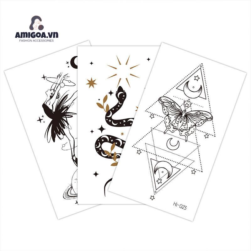 Miếng Dán Hình Xăm Dạ Quang Màu Xanh Dương Độc Đáo Dùng Trang Trí