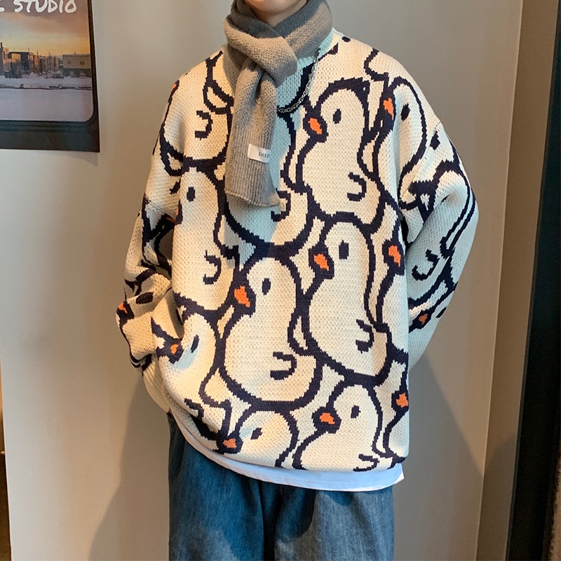 Áo Sweater Dáng Rộng Phong Cách Đường Phố Nhật Hàn Thời Trang Xuân Thu 2021 Cho Nam TF1