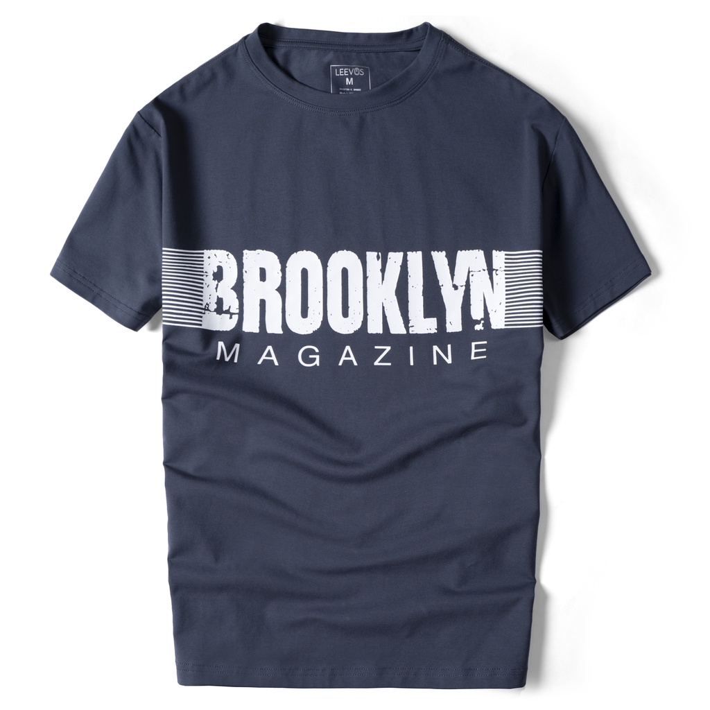 Áo thun nam cổ tròn LEEVUS in chữ Brooklyn, chất liệu cotton, form regular, AT08 | BigBuy360 - bigbuy360.vn
