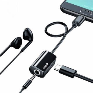 Jack chuyển cổng type-c sang cổng 3.5mm tích hợp thêm cổng sạc chính hãng BASEUS L40