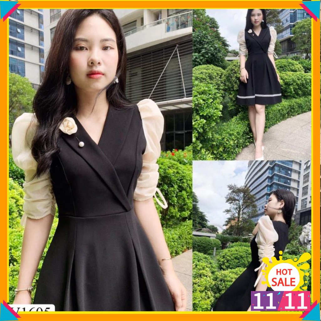 Đầm Váy Đẹp Thiết Kế DVC 💗 FREESHIP ❤️ Đầm đen cổ vest V1605