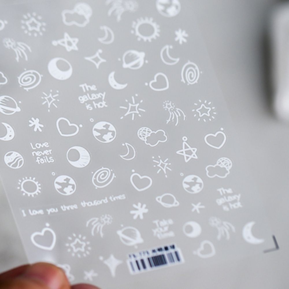[Hàng mới về] Sticker Dán Trang Trí Móng Tay Hình Trăng Sao Màu Trắng Đen Dễ Thương