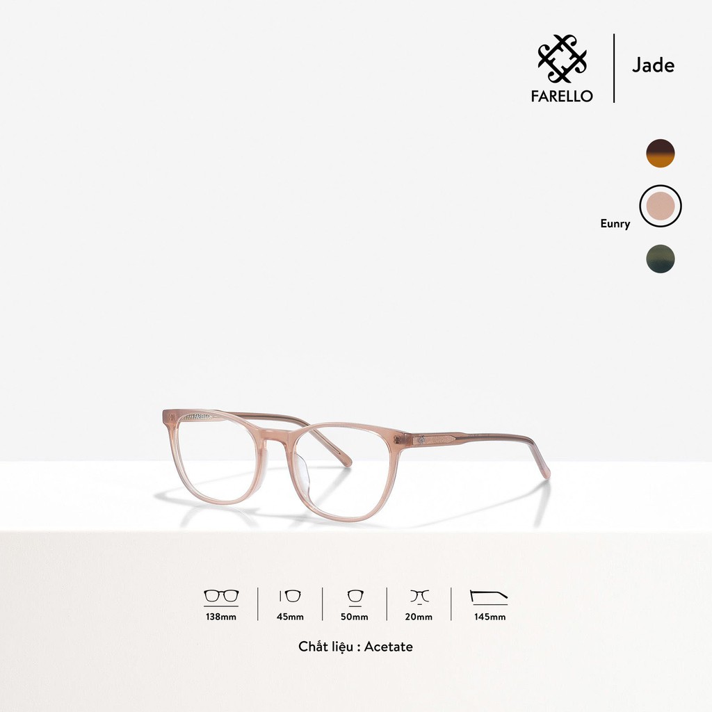 Gọng kính nữ cao cấp FARELLO Jade mắt tròn Acetate bền dẻo thiết kế hiện đại màu sắc thời trang | BigBuy360 - bigbuy360.vn