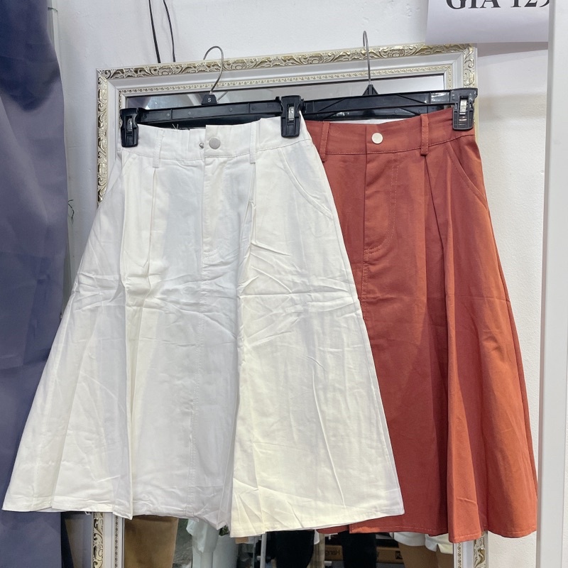 Chân váy midi chất kaki - hình thật chính chủ 2 màu
