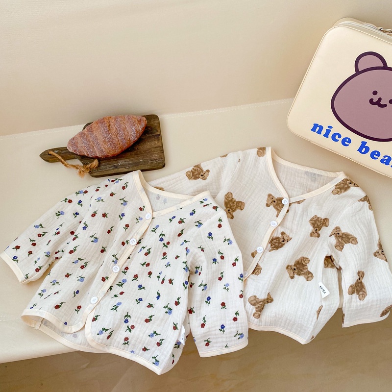 Áo Sơ Mi Vải Cotton Mỏng In Hoa Dễ Thương Thời Trang Mùa Thu Cho Bé Sơ Sinh