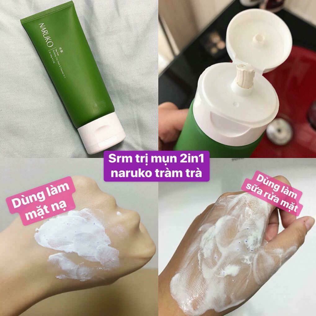 Sữa Rửa Mặt Bùn Tràm Trà Naruko Tea Tree Purifying Clay Mask and Cleanser in 1