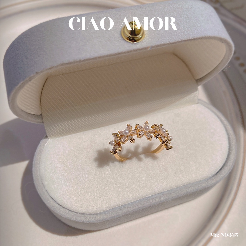 Nhẫn nữ, Nhẫn đính hoa trắng vòng dễ thương Trang sức Ciao Amor - N0345